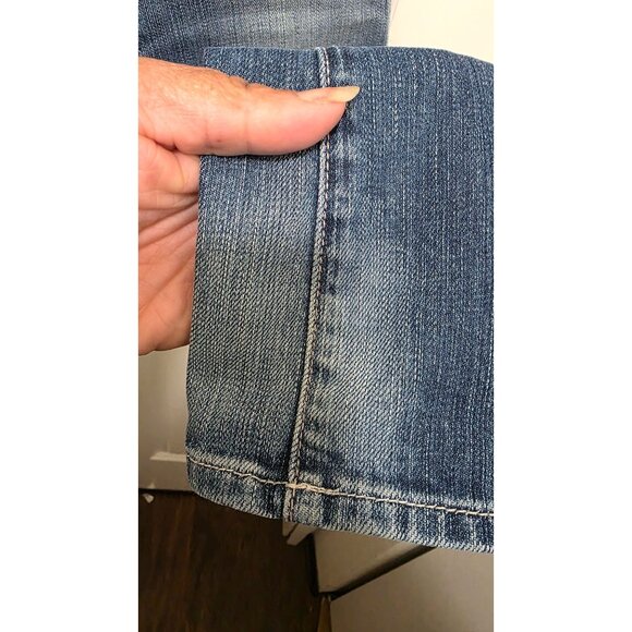 7 For All Mankind Flare Women's Blue Bootcut Jeans Size 29 Distressed Denim - Picture 5 of 10